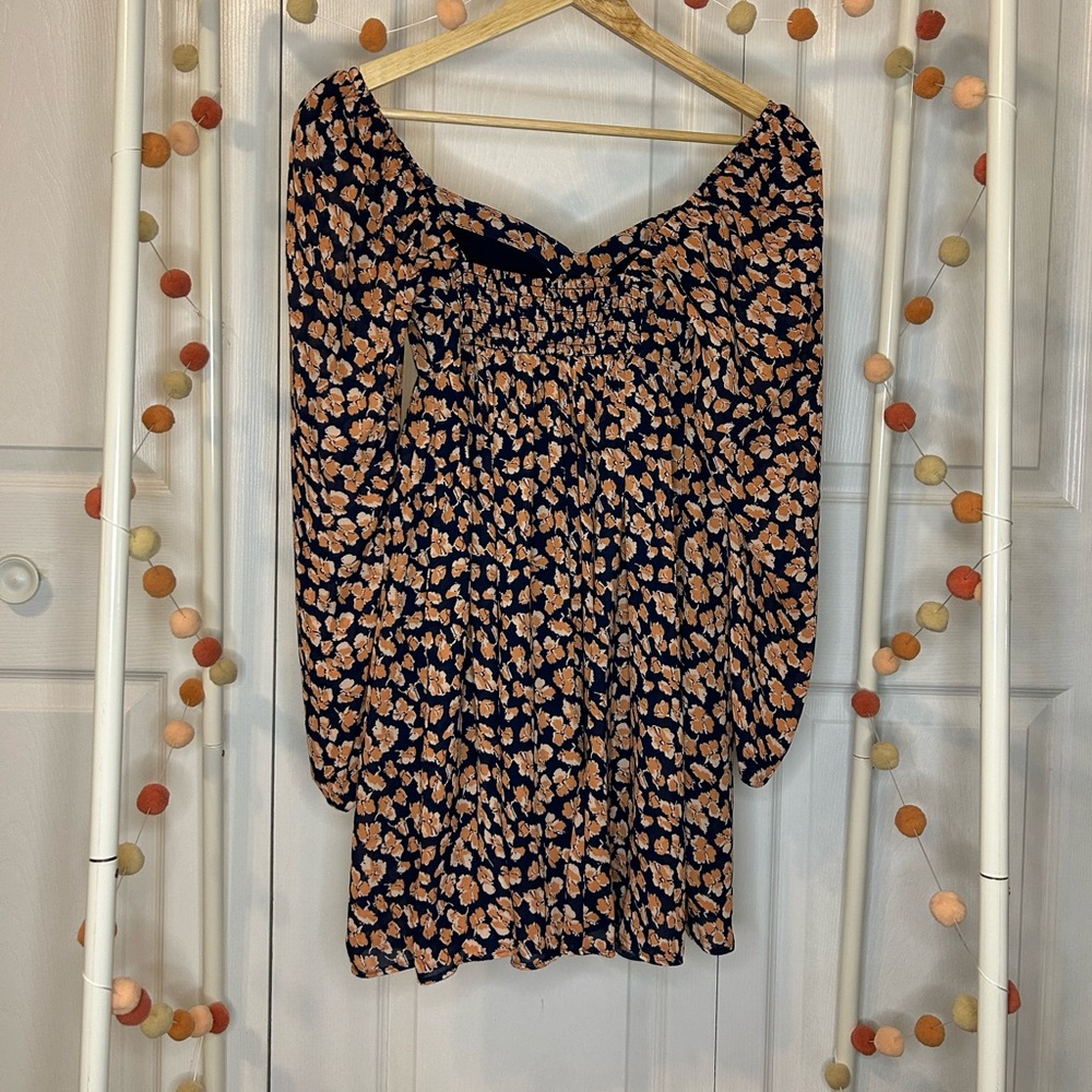 🫎ABERCROMBIE Long Sleeve Babydoll Mini Dress in Floral Print - Picture 8 of 11